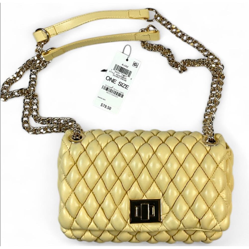 I.N.C. Ajae Quilted Diamond Puff Shoulder Bag - biege/Gold trim